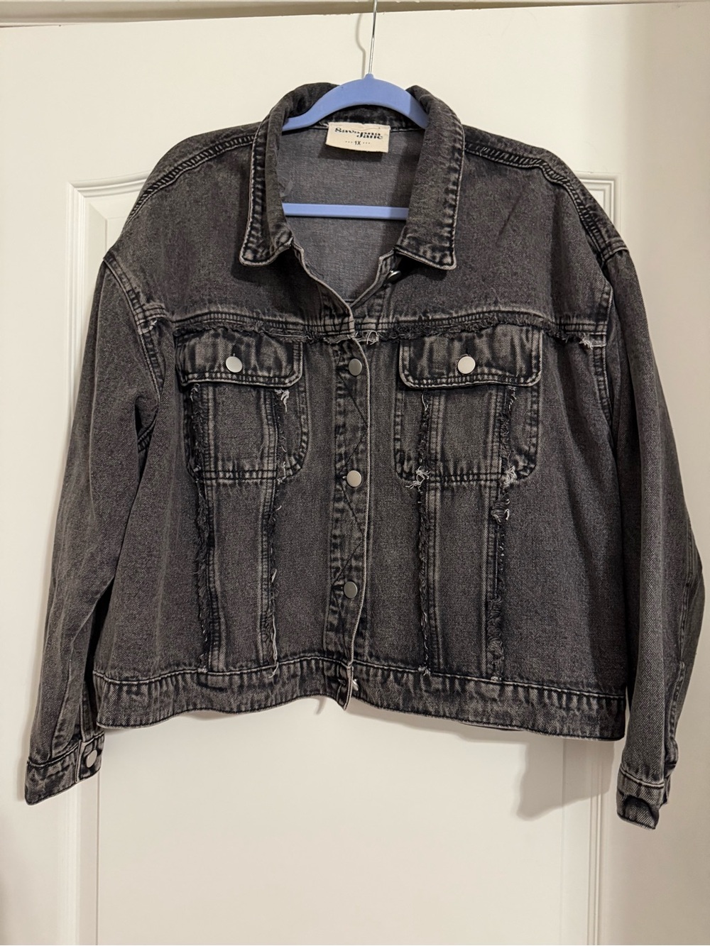 Savanna Jean  Relaxed distressed Black Denim Jacket - Women 1X NWOT